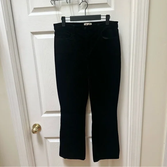 L'AGENCE Black Pants Stevie Velvet Jeans in Noir 29 flare - Picture 2 of 8